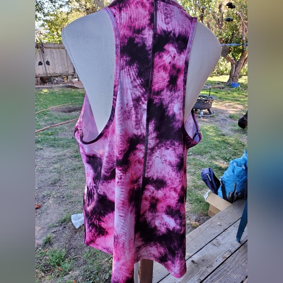 Pink and Black Tie-Dye Women's Tank Top - Picture 3 of 6